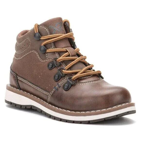 Xray Footwear Jonah Brown Combat Boots Boys Size 5 Faux Leather - Picture 2 of 10